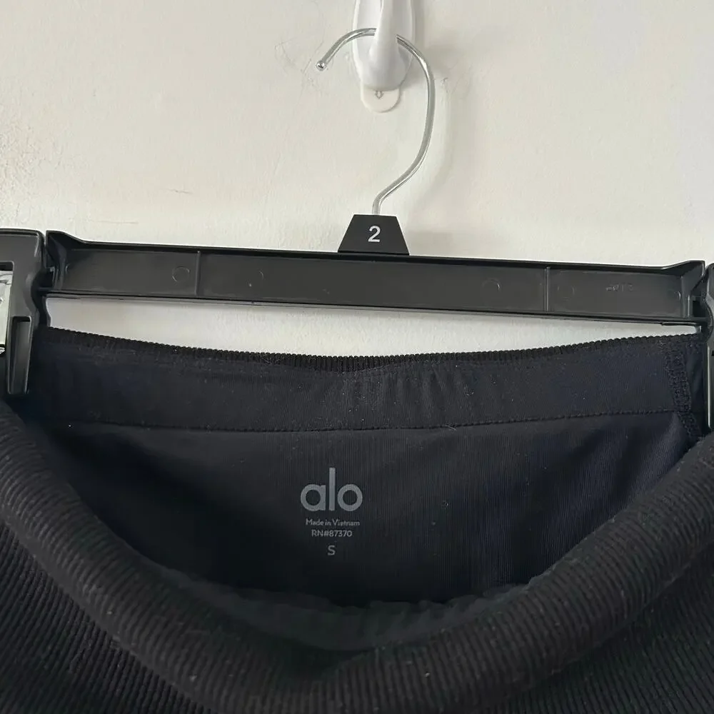 Alo Yoga Doubles Only Knit Black Athletic Tennis Skirt Size S